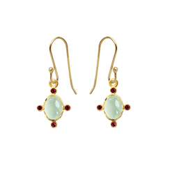 Prehnite and pink zircon earrings by Mirabelle
